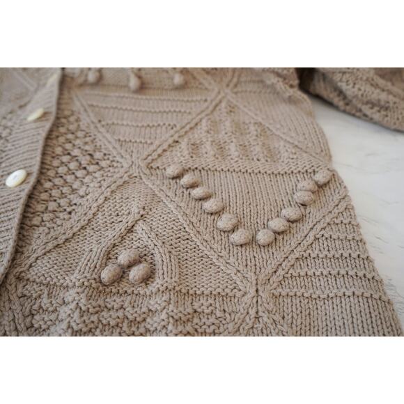 VTG 90s JAEGER Women Hand Knit Bobble Chunky Cardigan L Whimisgoth Fairy Grunge - Picture 5 of 16